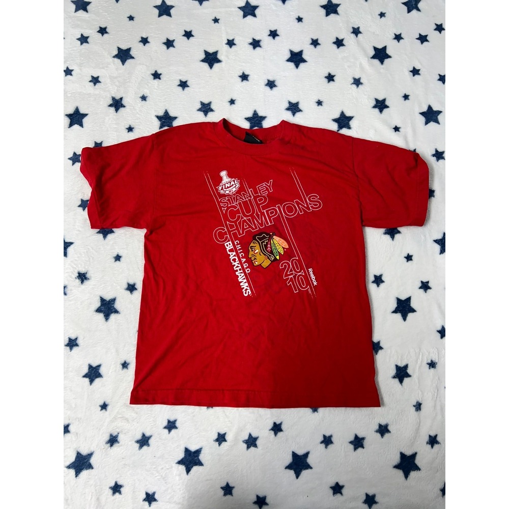 Reebok Chicago Blackhawks 2010 Stanley Cup Champions T-Shirt XL Red